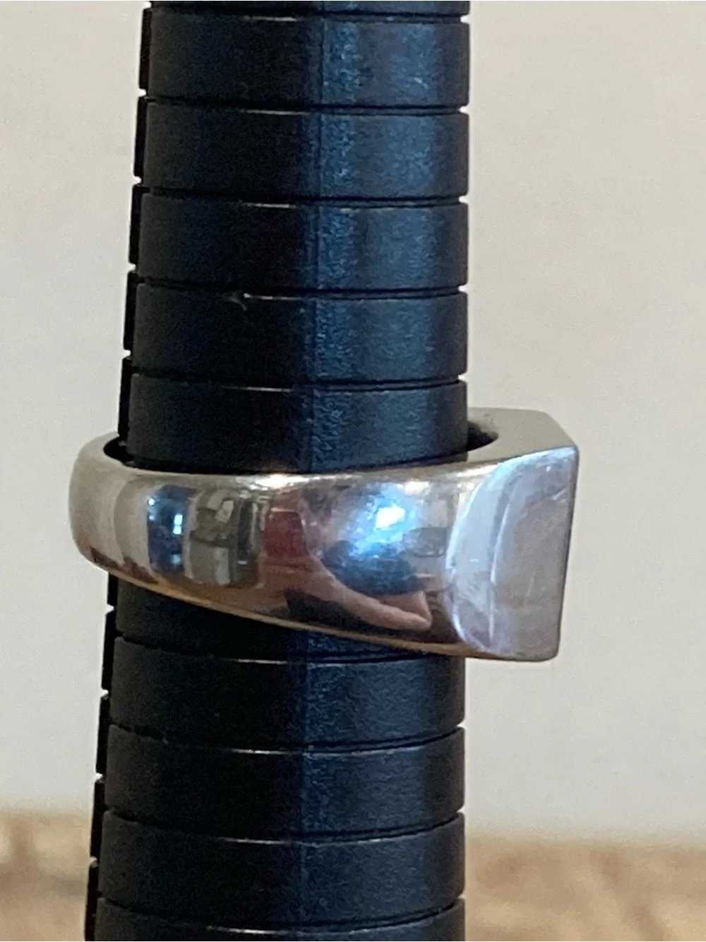 Mens Steel & 14K Gold Diagonal Stripe Signet Style Ring Size 10.25 China